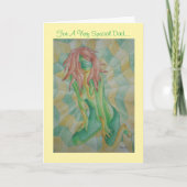 Carte art abstrait multicolore vert pose dame rétro (Devant)