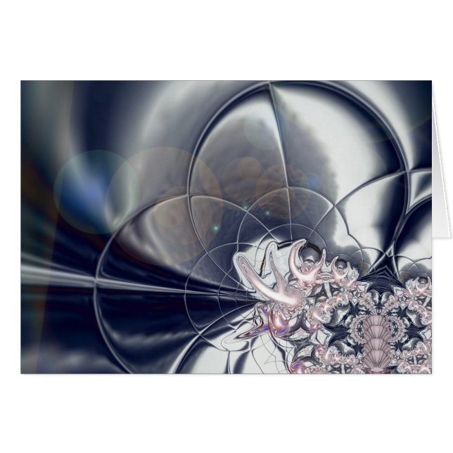 Carte Art Abstrait Perles Argent Et Rose (Devant horizontal)
