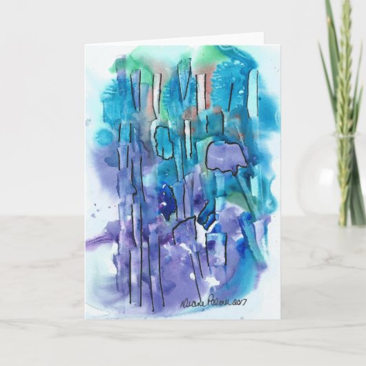 Carte Art Abstrait, violet, bleu, aquarelle (Devant)