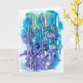 Carte Art Abstrait, violet, bleu, aquarelle (Fleur jaune)