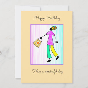 Carte Art africain Abstrait, Fashion Lady Anniversaire
