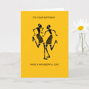 Carte Art Africain Silhouette Joie Danse Orange Annivers