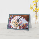 Carte Art aquarellé de souris amérindienne de Thanksgivi (Fleur jaune)