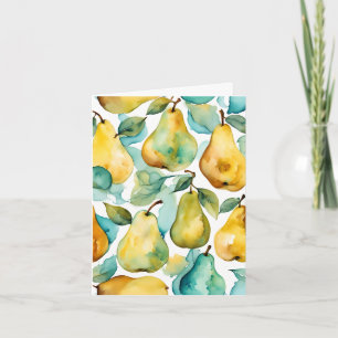 Carte Art aquarelle poires 