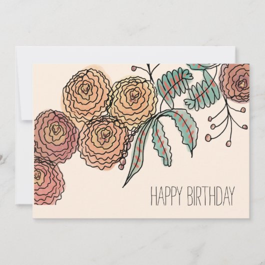 Carte Art botanique Fleur d'oeillet couleur chaude (Devant)