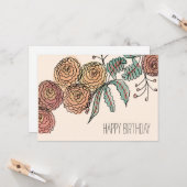 Carte Art botanique Fleur d'oeillet couleur chaude (Devant/Arrière en situation)