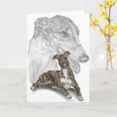 Carte Art Brindle de chien de lévrier (Fleur jaune)