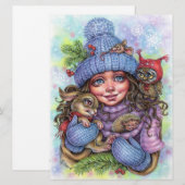 Carte Art Chaleur hiver Little Forest Friends (Devant / Derrière)