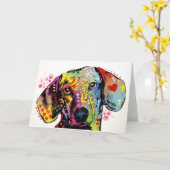 Carte art coloré de teckel (Fleur jaune)