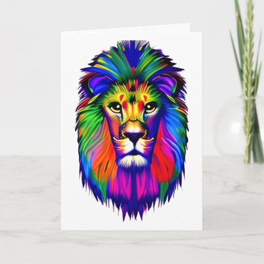 Carte Art coloré de visage de lion (Devant)