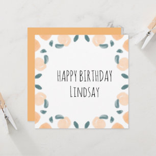 Carte Art de bordure d'anniversaire de fruit pêche à l'a