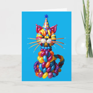 Carte Art de chat ballon drôle couleur humour animal