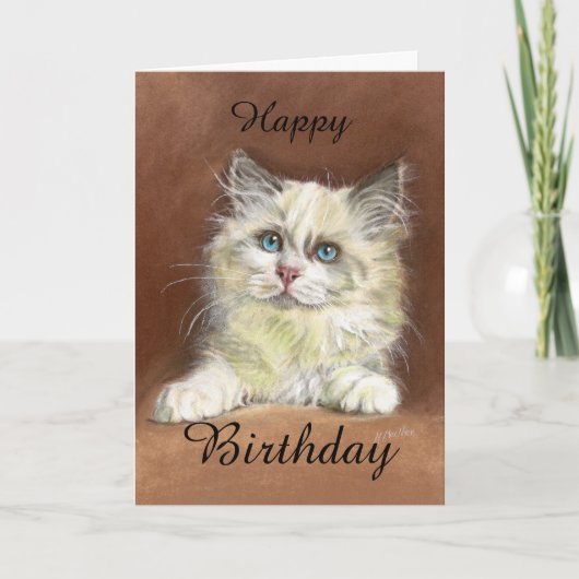 Carte Art de chaton de Ragdoll de joyeux anniversaire (Devant)