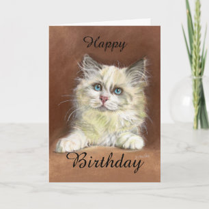 Carte Art de chaton de Ragdoll de joyeux anniversaire