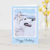 Carte Art de chien de peinture de chien de traîneau (Fleur jaune)