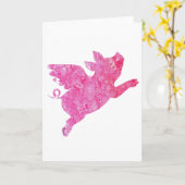 Carte Art de cochon volant, Cochon volant (Fleur jaune)