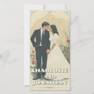 Carte Art de couple de mariage romantique vintage
