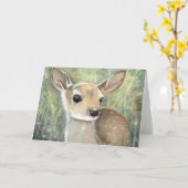 Carte Art de faune d'aquarelle de faon (Fleur jaune)