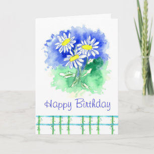 Carte Art de fleur d'aquarelle de joyeux anniversaire de