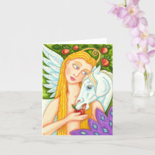 CARTE ART DE FOLK PEGASUS ET EVE DANS LE JARDIN D'EDEN B