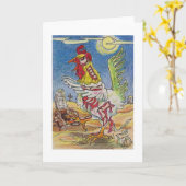 Carte Art de Halloween de poulet de coq de zombi (Fleur jaune)