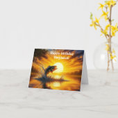 Carte art de la pêche leaping coucher de soleil Joyeux a (Fleur jaune)