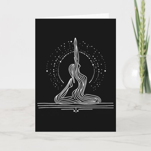 Carte Art de ligne continue de flux de yoga (Devant)