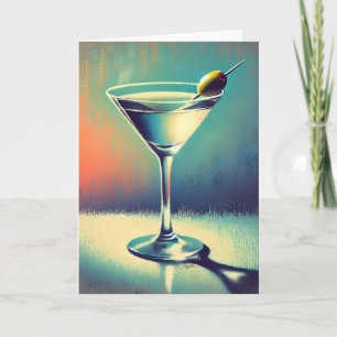 Carte Art de martini du milieu du siècle, j'aime le blue