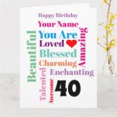 Carte Art de mots Joyeux Anniversaire personnalisé (Fleur jaune)
