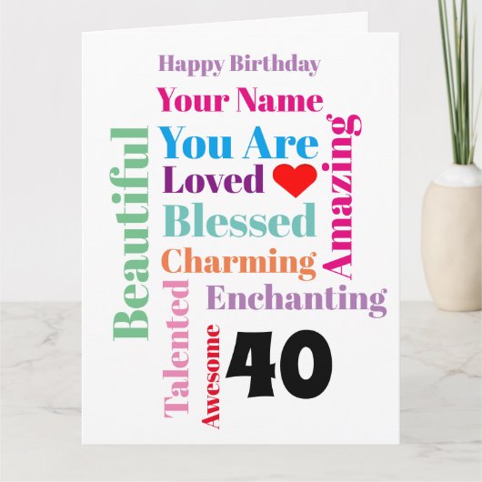 Carte Art de mots Joyeux Anniversaire personnalisé (Devant)