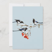 Carte Art de Noël à l'aquarelle Houx Pie Oiseau Nature (Dos)