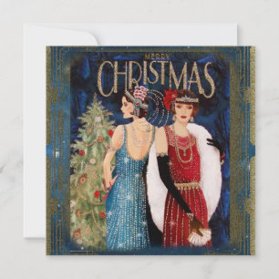 Carte Art de Noël des dames des années 1930
