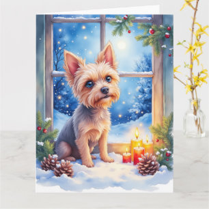Carte Art de Noël Fenêtre Givrée Griffon de Bruxelles
