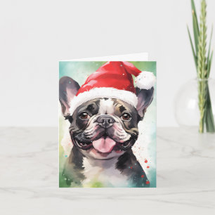 Carte Art de peinture de Noël de Bulldog