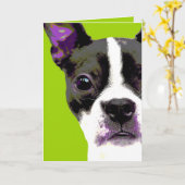 Carte Art de POP Boston Terrier (Fleur jaune)