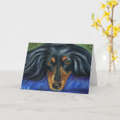 Carte Art de race de chien de teckel - Hallie (Fleur jaune)