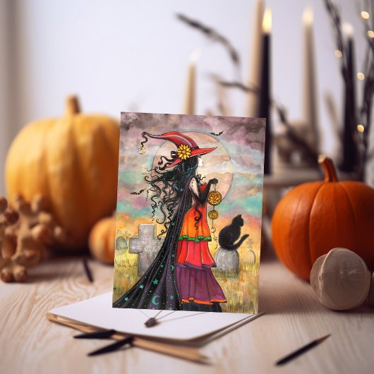 Carte Art de sorcière Halloween Witch Way