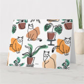 Carte Art de trait dessin chats et fleurs (Dos)