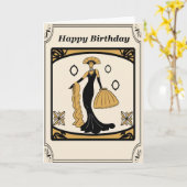 Carte Art Déco Anniversaire (Fleur jaune)