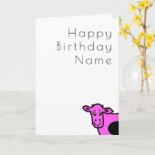 Carte Art Déco Anniversaire Cute Rose Cow Drôle (Fleur jaune)