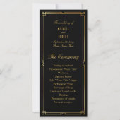 Carte Art Déco Classic Black Gold Frame Wedding Programm (Devant)