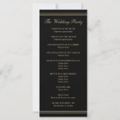 Carte Art Déco Classic Black Wedding Program Card (Dos)
