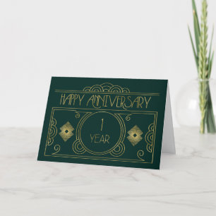 Carte Art déco du 1er anniversaire de l'employé