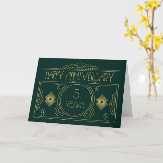 Carte Art déco du 5e anniversaire de l'employé (Fleur jaune)