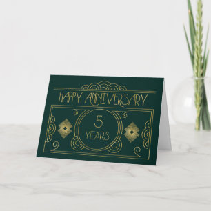 Carte Art déco du 5e anniversaire de l'employé