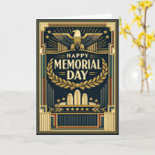 Carte Art Deco Eagle Monument Memorial Day  (Fleur jaune)