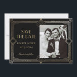 Carte Art Déco élégant Black Gold 20s Classic<br><div class="desc">Art Déco élégant Black Gold 20s Classic Enregistrer la date</div>