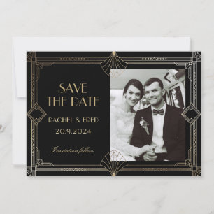 Carte Art Déco élégant Black Gold 20s Classic