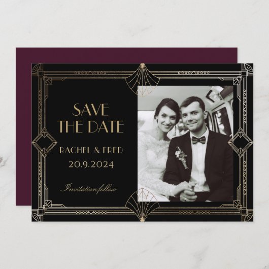 Carte Art Déco élégant Black Gold 20s Classic (Devant / Derrière)