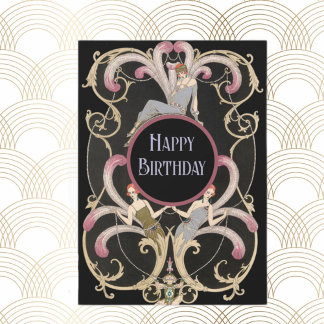 Carte Art déco festif d'anniversaire